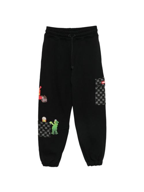 Pantalone jogger bambino Sprayground nero con stampa grafica Sprayground kids | SPY1497GX